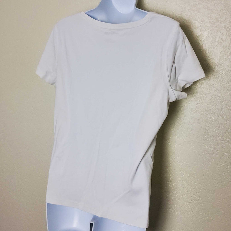 St. John's Bay White Round Neck T-Shirt, Women's Large - Trinity Thrift