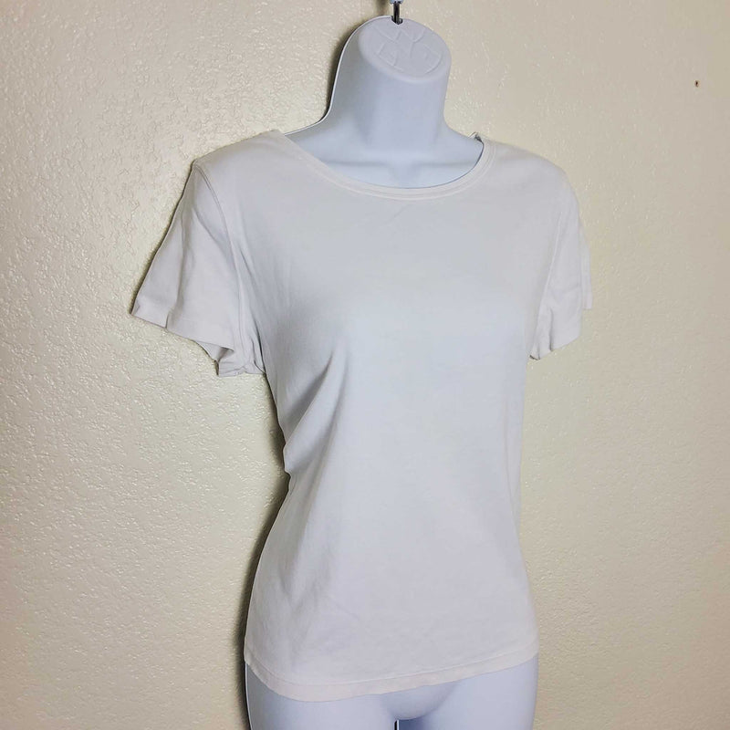 St. John's Bay White Round Neck T-Shirt, Women's Large - Trinity Thrift