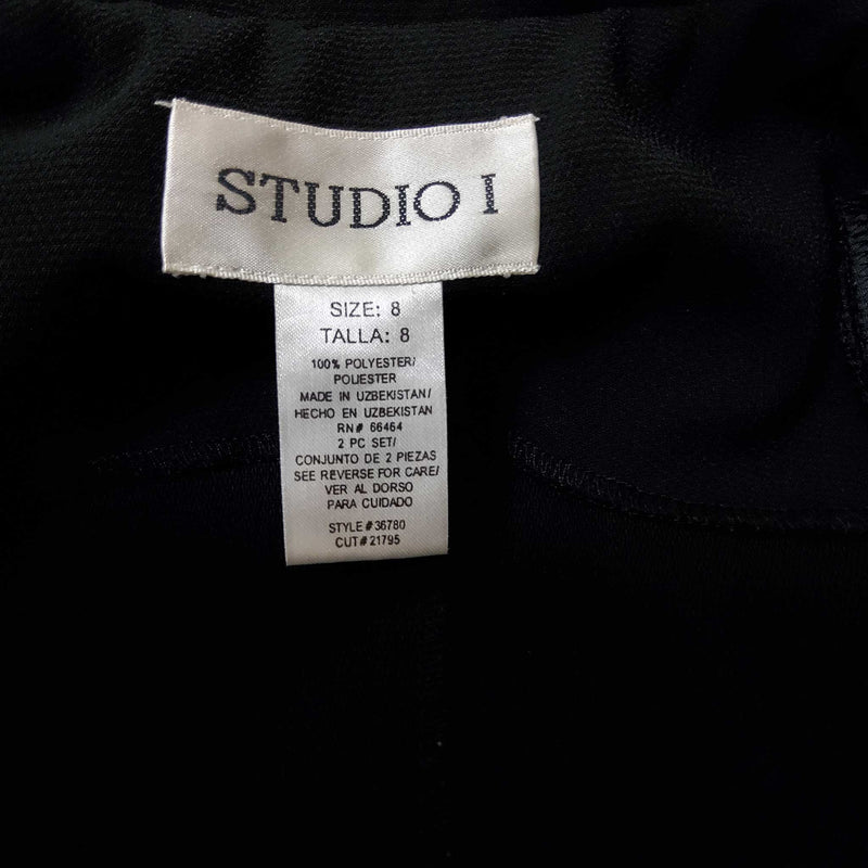 Studio I Black Blazer with White Trim, Women's Size 8 - Trinity Thrift