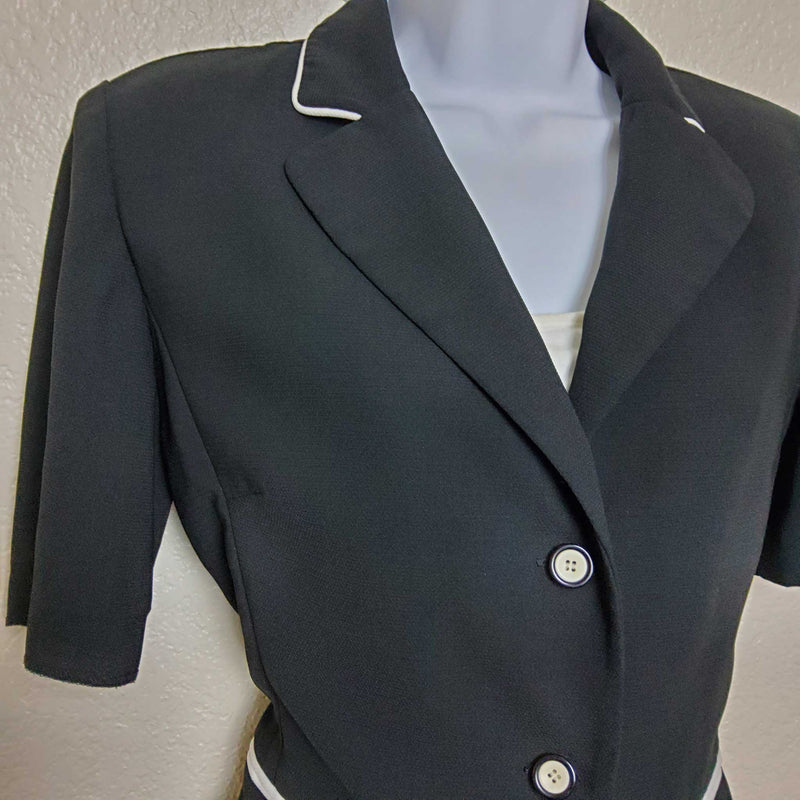 Studio I Black Blazer with White Trim, Women's Size 8 - Trinity Thrift