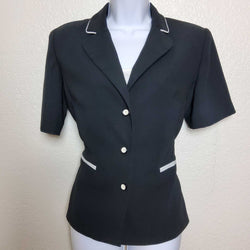 Studio I Black Blazer with White Trim, Women's Size 8 - Trinity Thrift