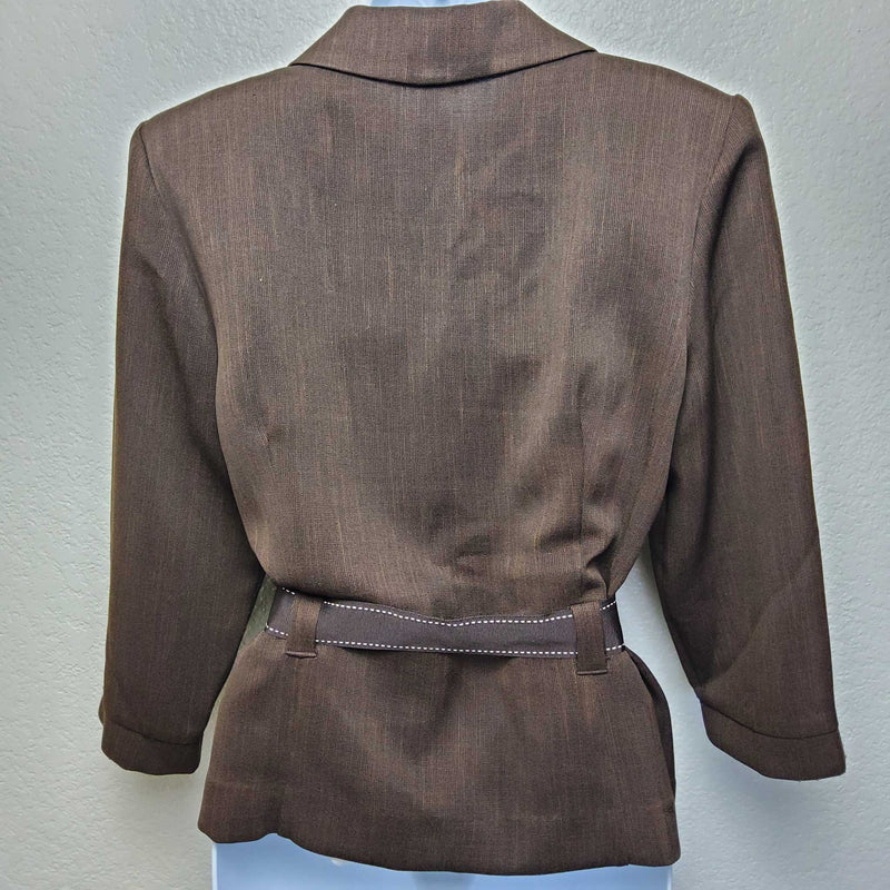 Studio I Brown Blazer with Belt, Women's Size 10 - Trinity Thrift