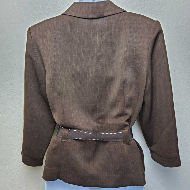 Studio I Brown Blazer with Belt, Women's Size 10 - Trinity Thrift