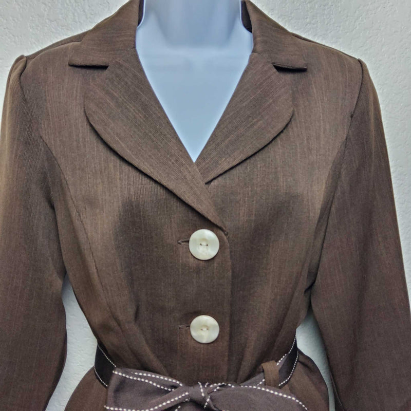 Studio I Brown Blazer with Belt, Women's Size 10 - Trinity Thrift