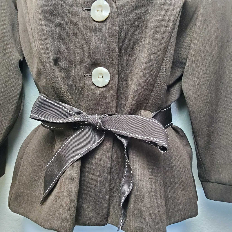 Studio I Brown Blazer with Belt, Women's Size 10 - Trinity Thrift