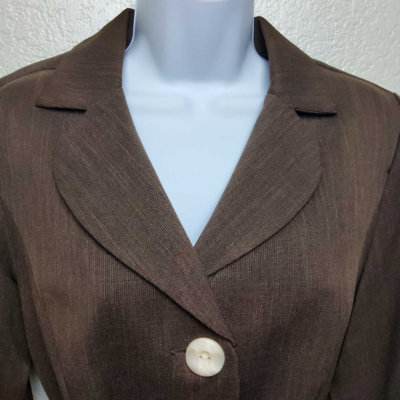 Studio I Brown Blazer with Belt, Women's Size 10 - Trinity Thrift