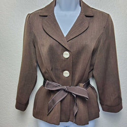 Studio I Brown Blazer with Belt, Women's Size 10 - Trinity Thrift