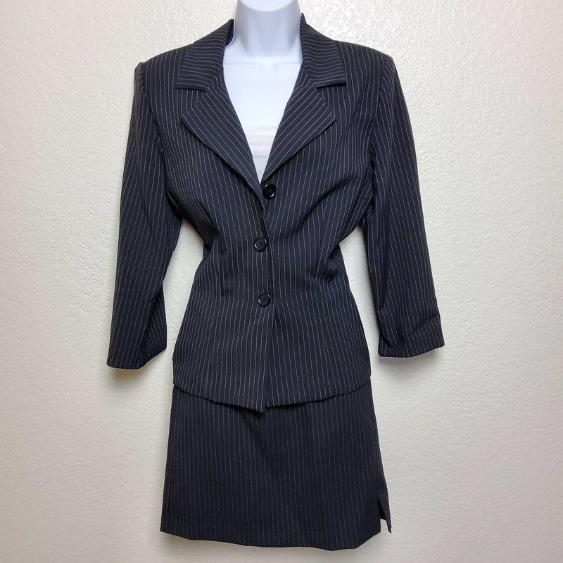 Suits Us Black 2-Piece Purple Pinstripe Suit, Women's Size 10 - Trinity Thrift