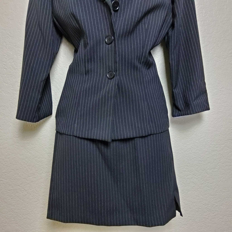 Suits Us Black 2-Piece Purple Pinstripe Suit, Women's Size 10 - Trinity Thrift