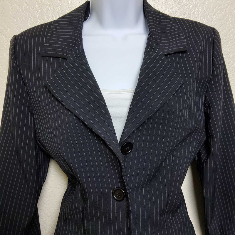 Suits Us Black 2-Piece Purple Pinstripe Suit, Women's Size 10 - Trinity Thrift