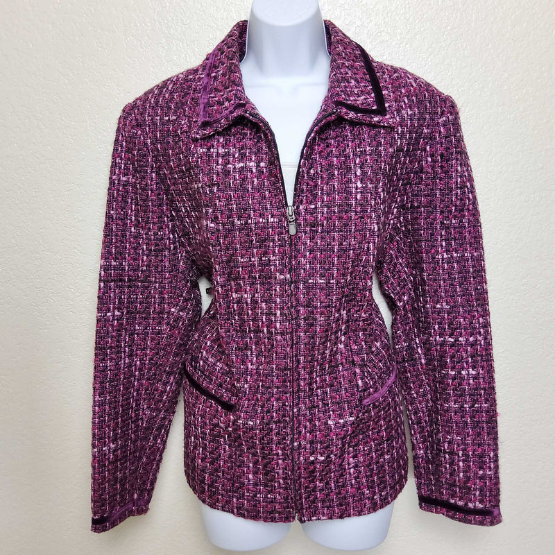 Tanjay Purple Knitted Zippered Blazer, Women's Size 16 - Trinity Thrift