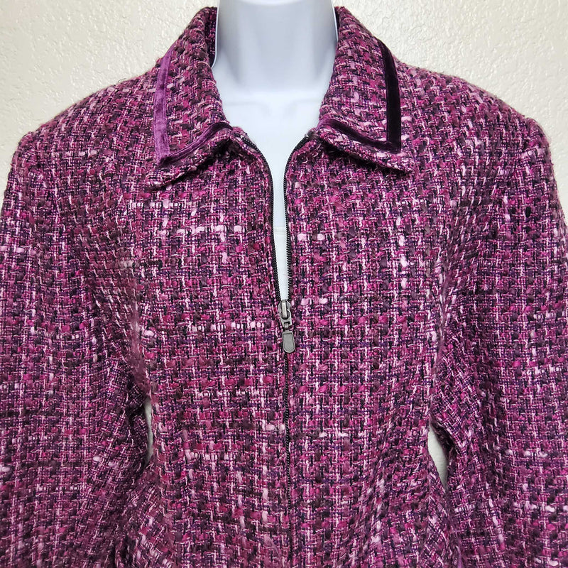 Tanjay Purple Knitted Zippered Blazer, Women's Size 16 - Trinity Thrift