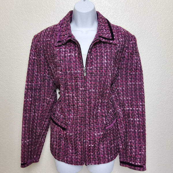 Tanjay Purple Knitted Zippered Blazer, Women's Size 16 - Trinity Thrift