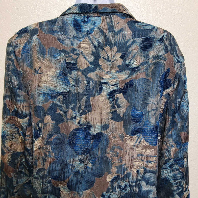 Tanjay Turquoise Floral Pattern Blazer, Women's Petite Size 14 - Trinity Thrift