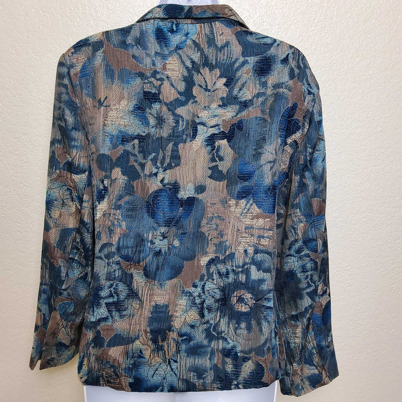 Tanjay Turquoise Floral Pattern Blazer, Women's Petite Size 14 - Trinity Thrift