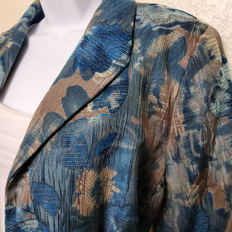 Tanjay Turquoise Floral Pattern Blazer, Women's Petite Size 14 - Trinity Thrift