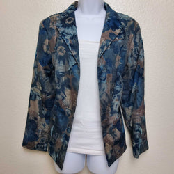 Tanjay Turquoise Floral Pattern Blazer, Women's Petite Size 14 - Trinity Thrift