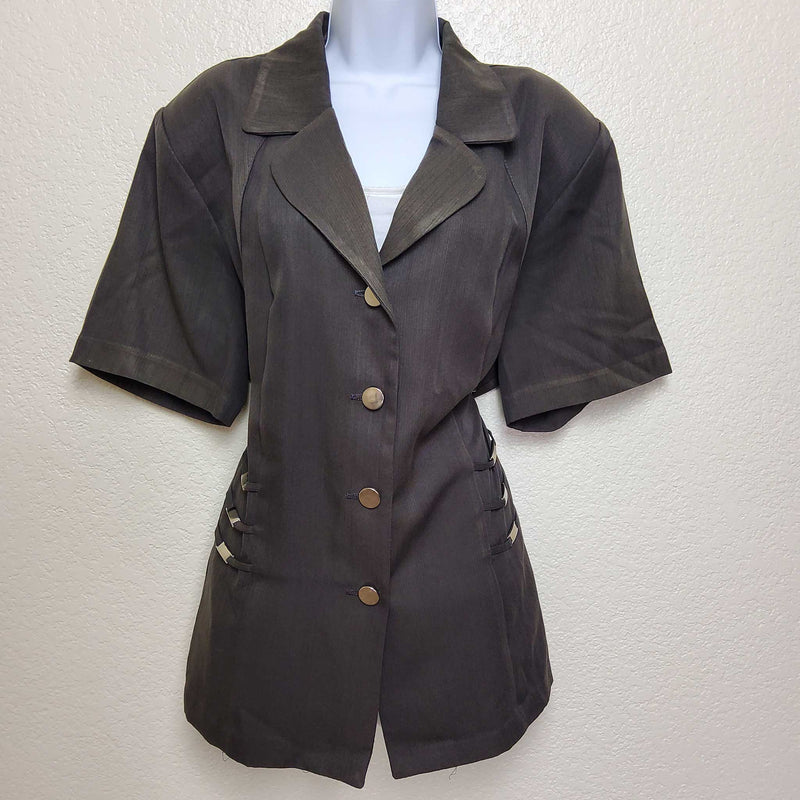 Tantrum Brown Button-up Shirt with Metal Embellishments, Women's Size 20W - Trinity Thrift