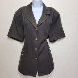 Tantrum Brown Button-up Shirt with Metal Embellishments, Women's Size 20W - Trinity Thrift