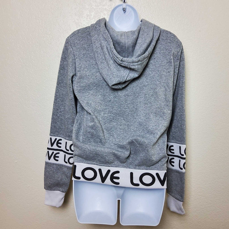 Thrill Gray Hoodie Sweater with 'Love' Text, Women's Large - Trinity Thrift