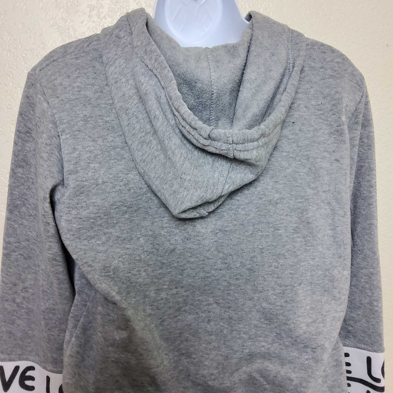 Thrill Gray Hoodie Sweater with 'Love' Text, Women's Large - Trinity Thrift