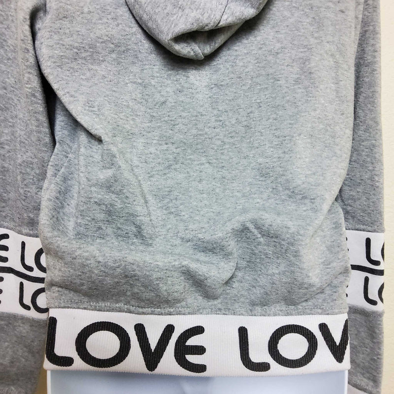 Thrill Gray Hoodie Sweater with 'Love' Text, Women's Large - Trinity Thrift