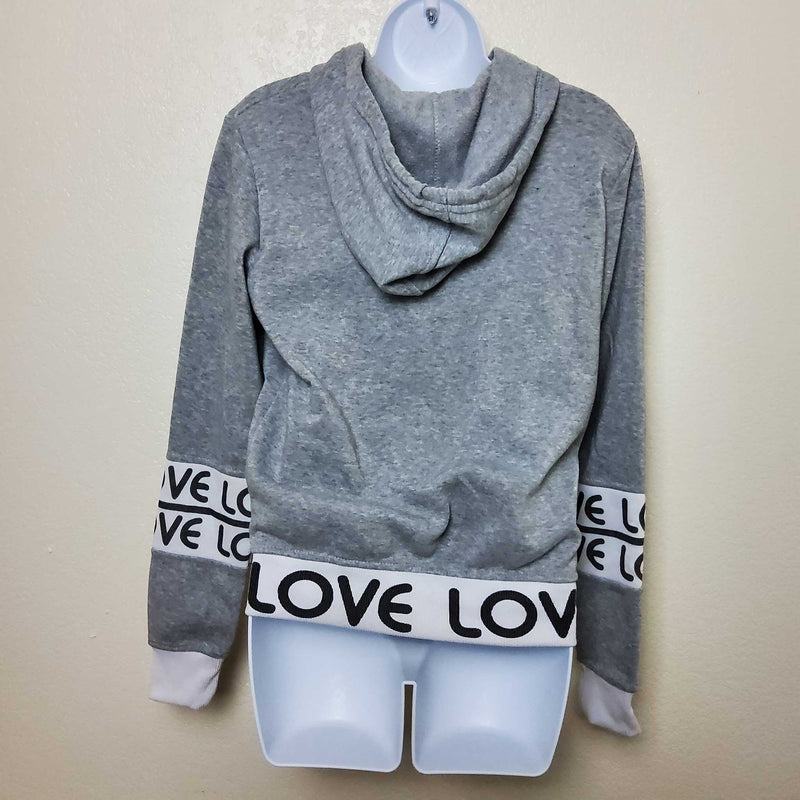 Thrill Gray Hoodie Sweater with 'Love' Text, Women's Large - Trinity Thrift