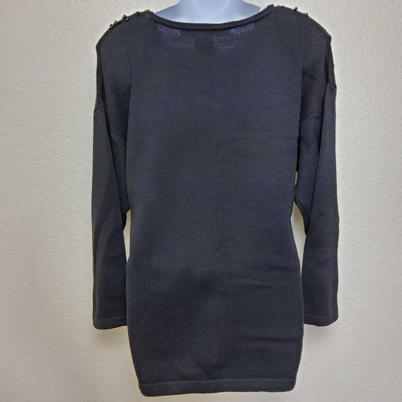 Victoria Jones Black Beaded Pullover Sweater, Women's Medium - Trinity Thrift