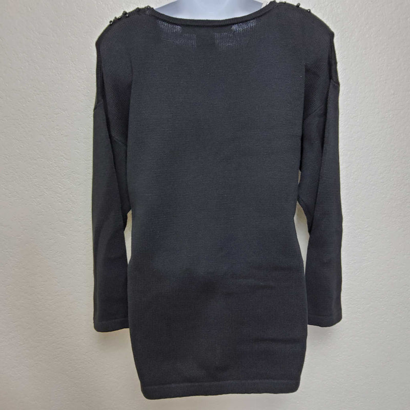 Victoria Jones Black Beaded Pullover Sweater, Women's Medium - Trinity Thrift