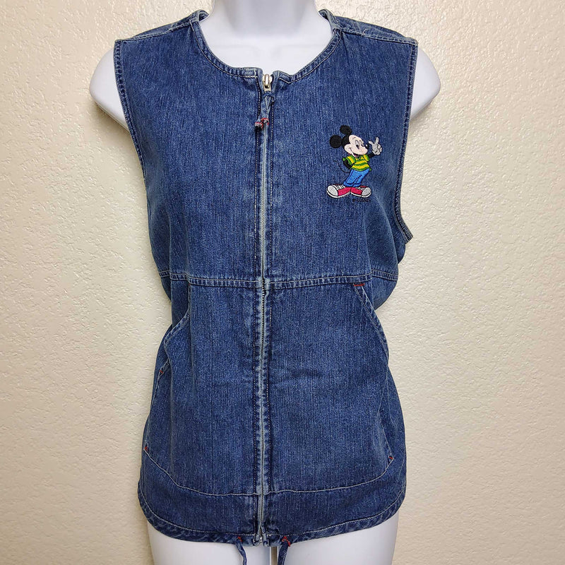 Vintage Marisa Christina Blue Jean Mickey Mouse Vest, Women's Large - Trinity Thrift