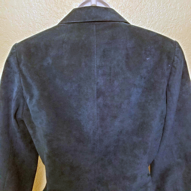 Vintage Samuel Robert by Peter Hatsi Androu Blue Velvet Blazer, Women's Size 10 - Trinity Thrift