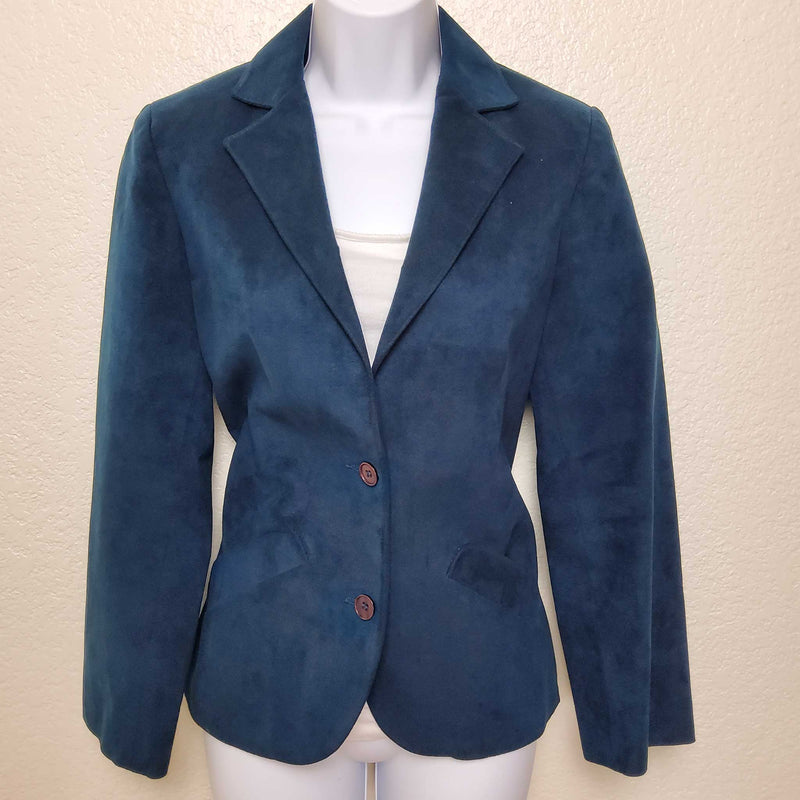 Vintage Samuel Robert by Peter Hatsi Androu Blue Velvet Blazer, Women's Size 10 - Trinity Thrift