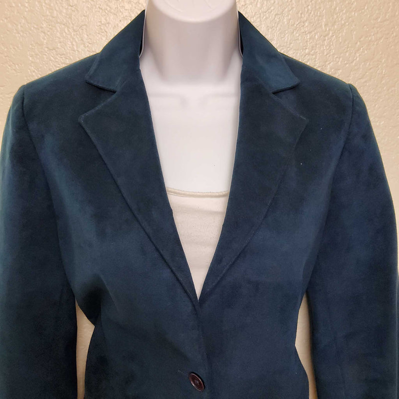 Vintage Samuel Robert by Peter Hatsi Androu Blue Velvet Blazer, Women's Size 10 - Trinity Thrift