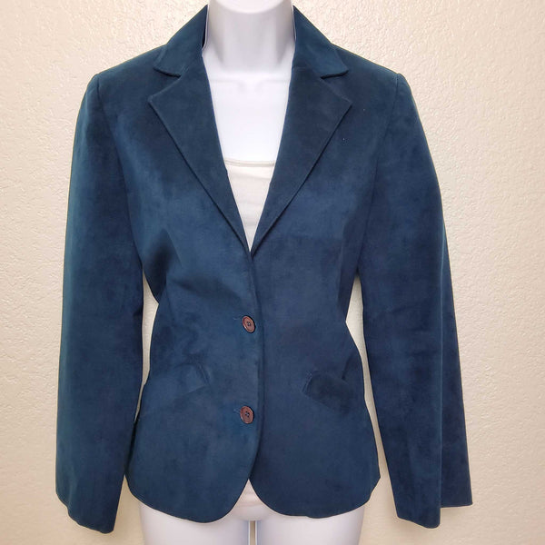 Vintage Samuel Robert by Peter Hatsi Androu Blue Velvet Blazer, Women's Size 10 - Trinity Thrift