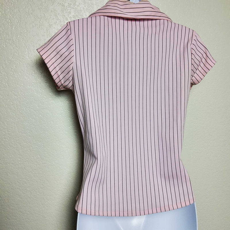 Voice Pink Pinstriped Button-up Short-Sleeve Shirt, Women's Medium - Trinity Thrift