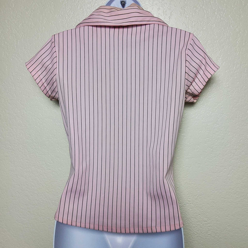 Voice Pink Pinstriped Button-up Short-Sleeve Shirt, Women's Medium - Trinity Thrift