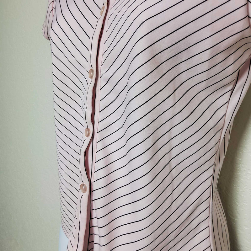 Voice Pink Pinstriped Button-up Short-Sleeve Shirt, Women's Medium - Trinity Thrift