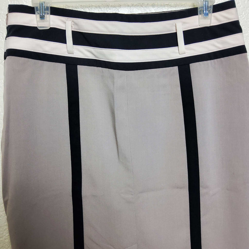 Worthington Beige Skirt with Black Stripes and Trim, Women's Size 8 - Trinity Thrift