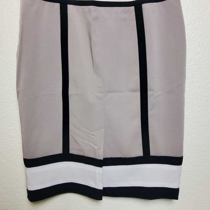 Worthington Beige Skirt with Black Stripes and Trim, Women's Size 8 - Trinity Thrift