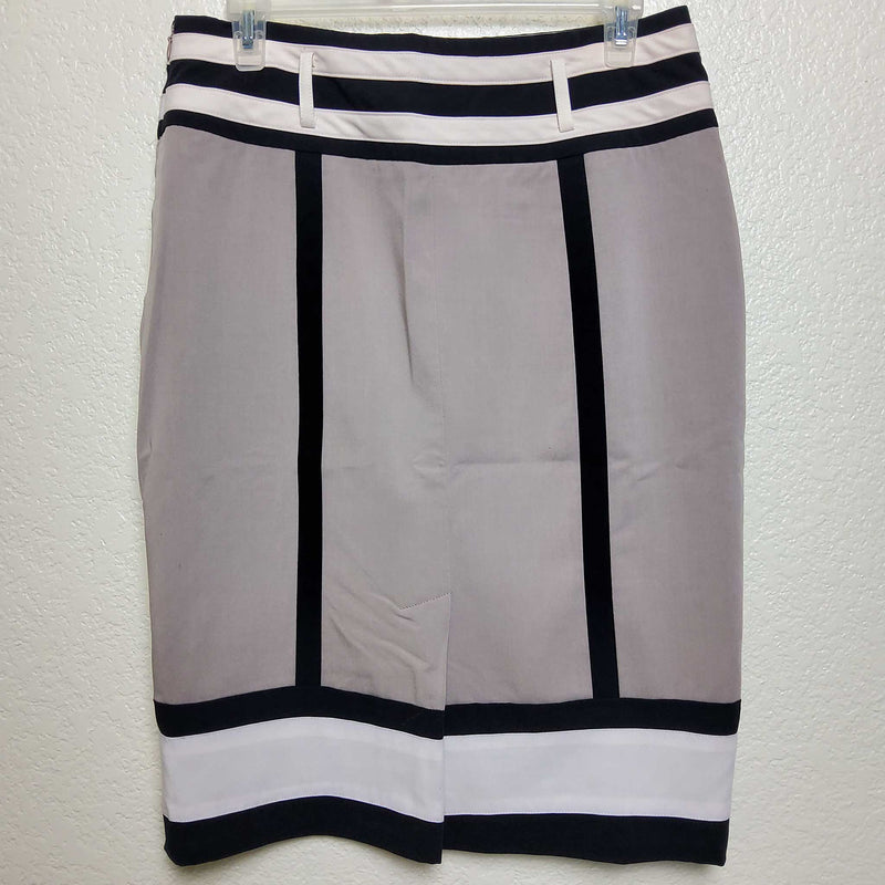 Worthington Beige Skirt with Black Stripes and Trim, Women's Size 8 - Trinity Thrift