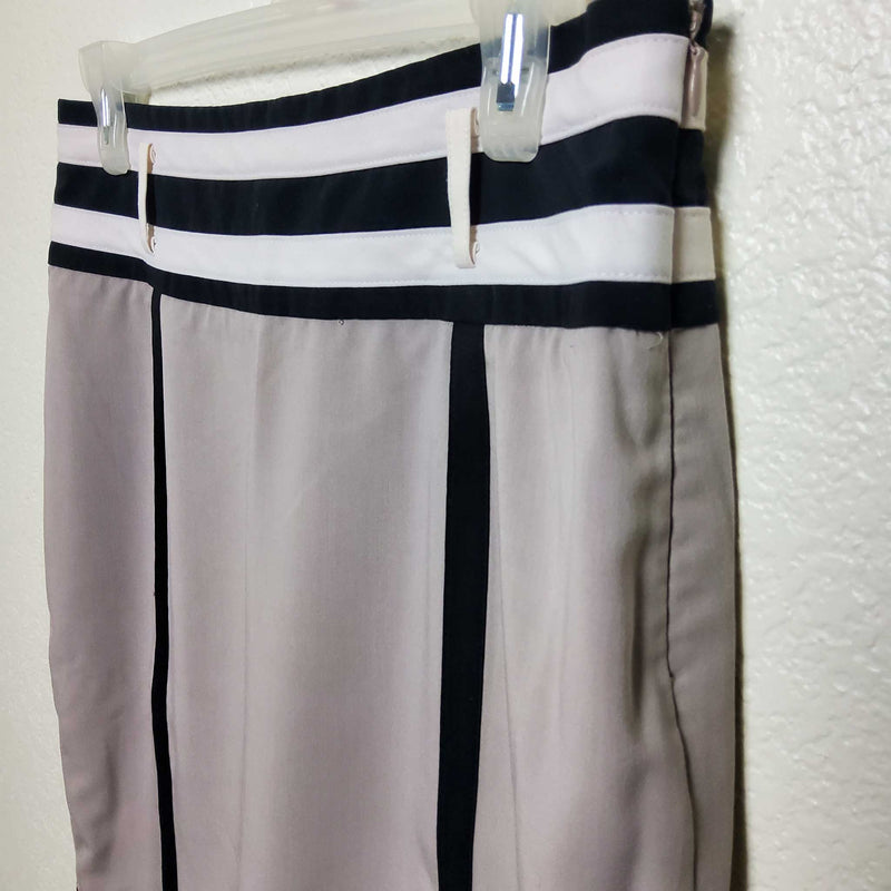 Worthington Beige Skirt with Black Stripes and Trim, Women's Size 8 - Trinity Thrift